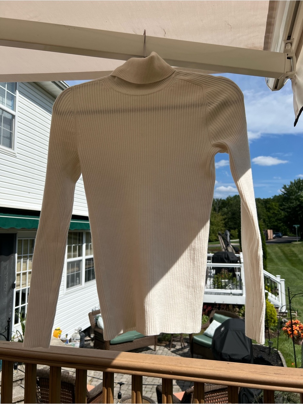 Wool Everlane Cream Ribbed Turtleneck Sweater